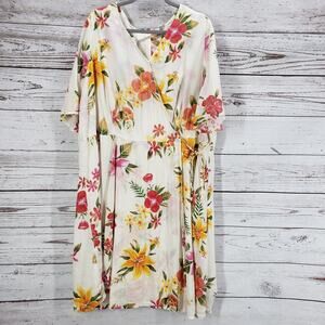 Old Navy Women's Bell Sleeve Floral Faux Wrap Dress Size 3X
